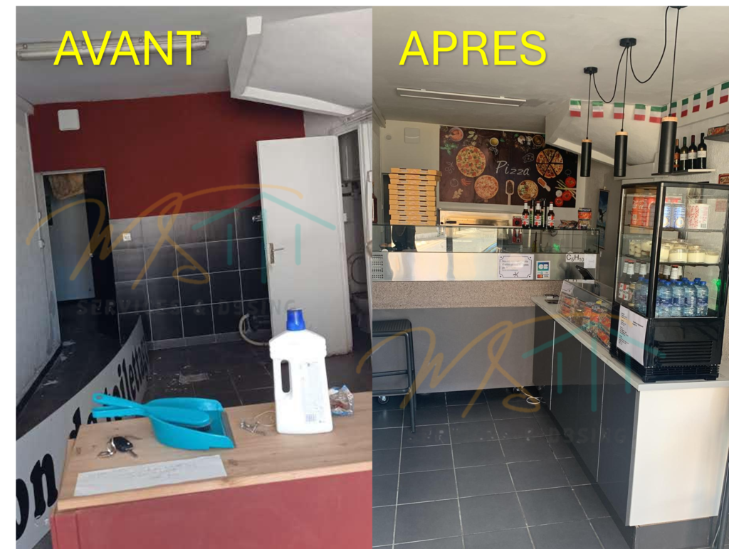 Travaux de réaménagement pizzeria par MS Services & D3sign